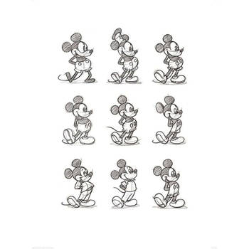 Kunstdruk Mickey Mouse Sketched Multi 60x80cm