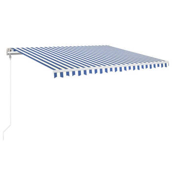 vidaXL Luifel automatisch met LED en windsensor 450x350 cm blauw wit