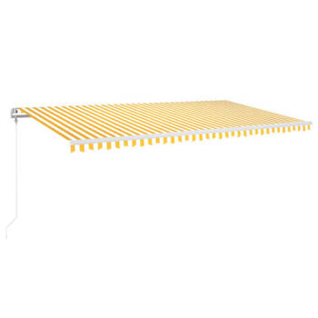 vidaXL Luifel automatisch met LED en windsensor 600x350 cm geel en wit