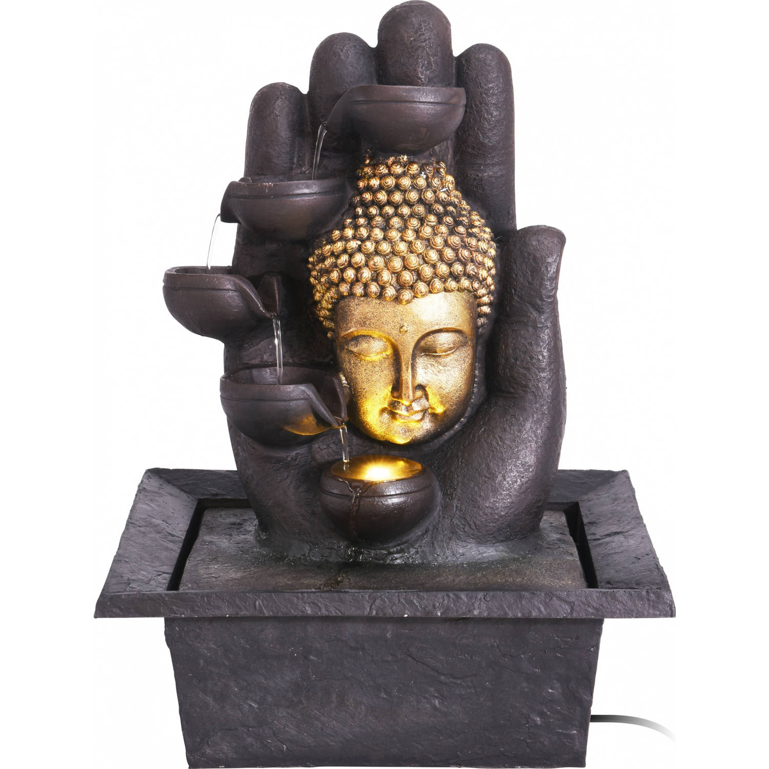 Pro Garden fontein Boeddha 30 x 40 cm polyresin zwart/goud