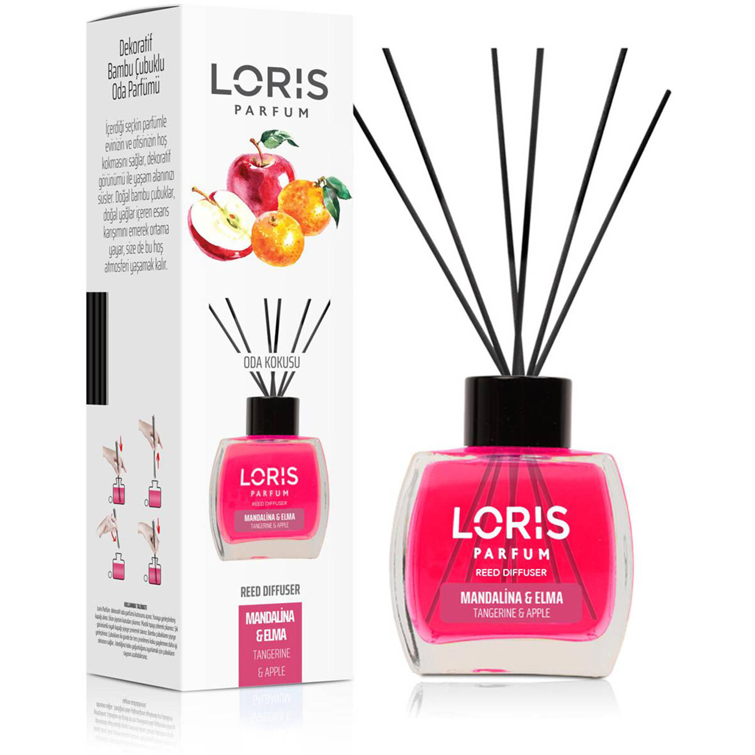 LORIS - Parfum - Geurstokjes - Huisgeur - Huisparfum - Tangerine & Apple - 120ml