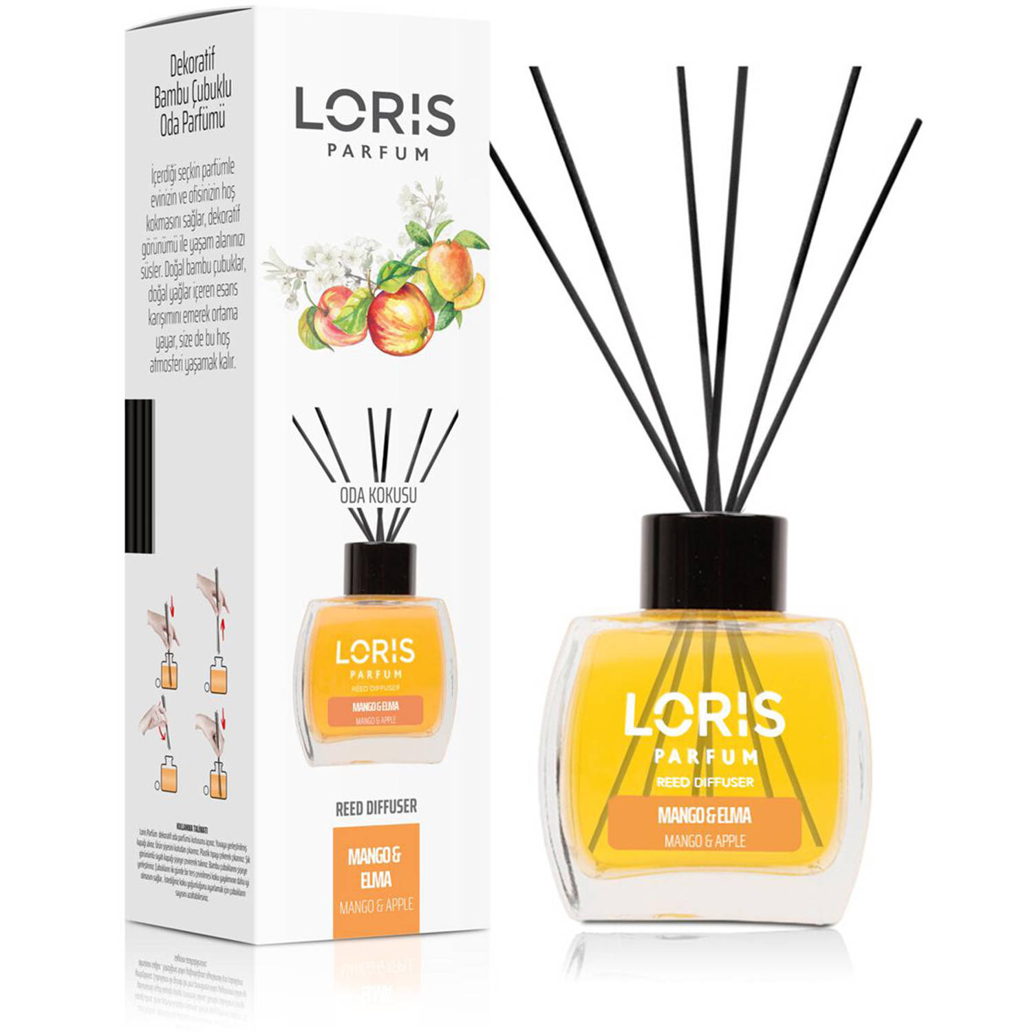 LORIS - Parfum - Geurstokjes - Huisgeur - Huisparfum - Mango & Apple - 120ml