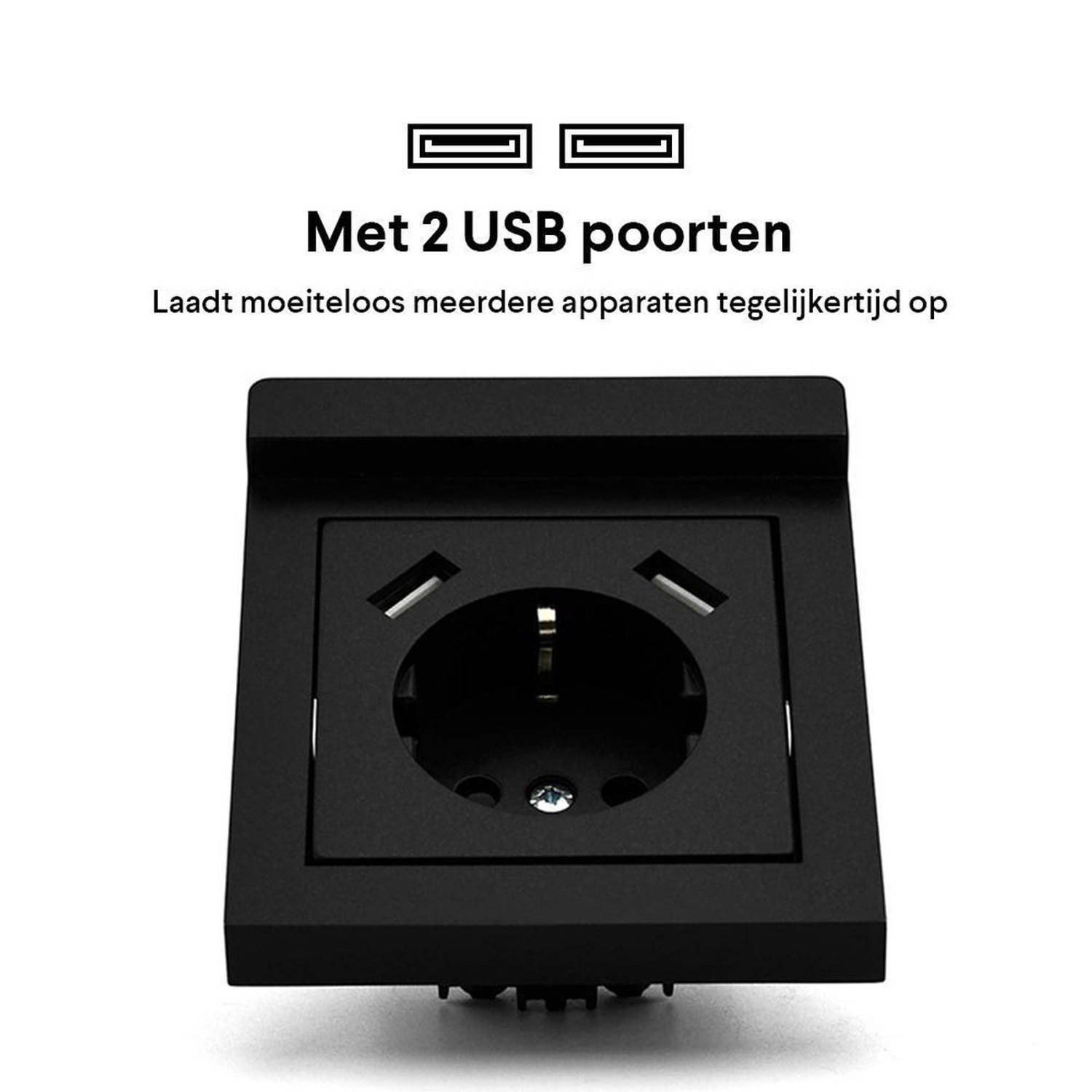 energie paus Voorschrijven Homra Wondo USB Inbouw stopcontact - telefoonhouder - Zwart | Blokker