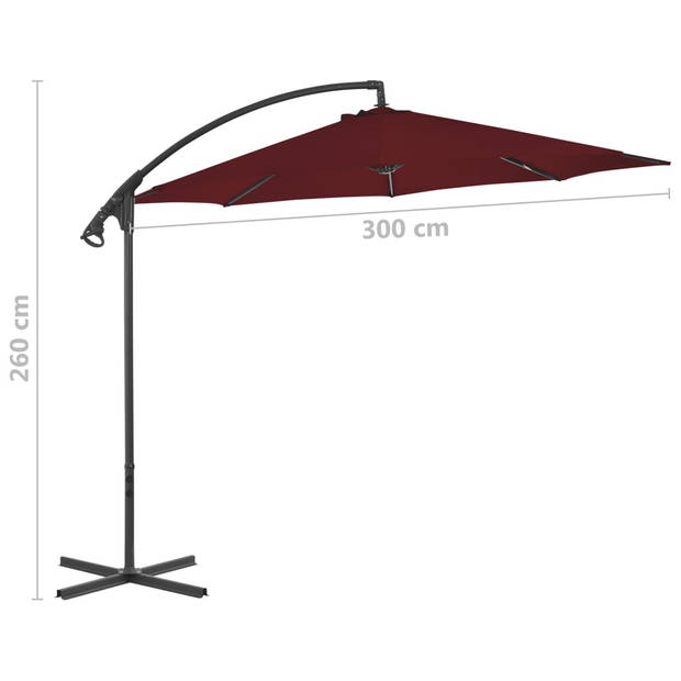 vidaXL Zweefparasol met stalen paal 300 cm bordeauxrood