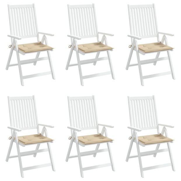 The Living Store Stoelkussens - 40x40x3 cm - Beige - Oxford Stof - Waterafstotend - Set van 6