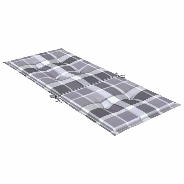 vidaXL Tuinstoelkussens 4 st 120x50x3 cm stof ruitpatroon grijs