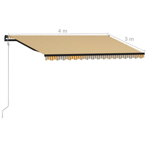 vidaXL Luifel uittrekbaar met windsensor en LED 400x300 cm geel en wit