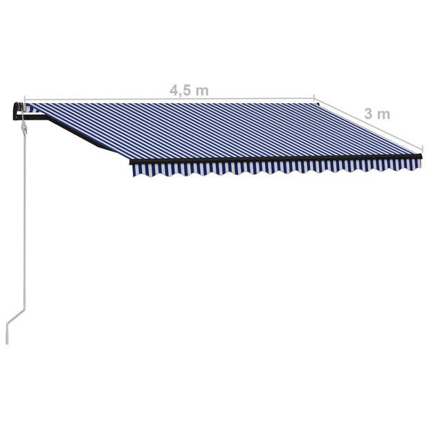 vidaXL Luifel automatisch uittrekbaar 450x300 cm blauw en wit