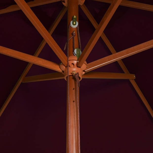 vidaXL Parasol met houten paal 200x300 cm bordeauxrood