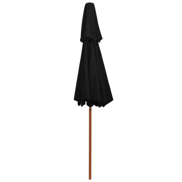 vidaXL Parasol dubbeldekker met houten paal 270 cm zwart