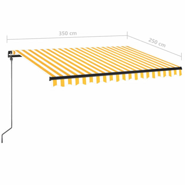 vidaXL Luifel handmatig uittrekbaar met LED 350x250 cm geel en wit