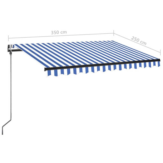 vidaXL Luifel automatisch met LED en windsensor 350x250 cm blauw wit