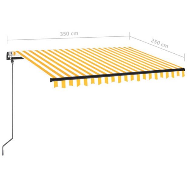 vidaXL Luifel automatisch met LED en windsensor 350x250 cm geel en wit