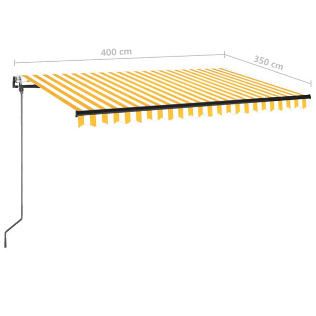 vidaXL Luifel automatisch met LED en windsensor 400x350 cm geel en wit