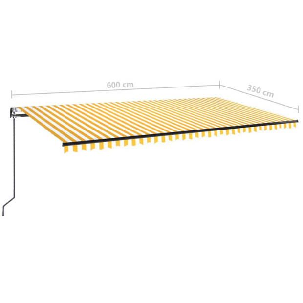 vidaXL Luifel automatisch met LED en windsensor 600x350 cm geel en wit