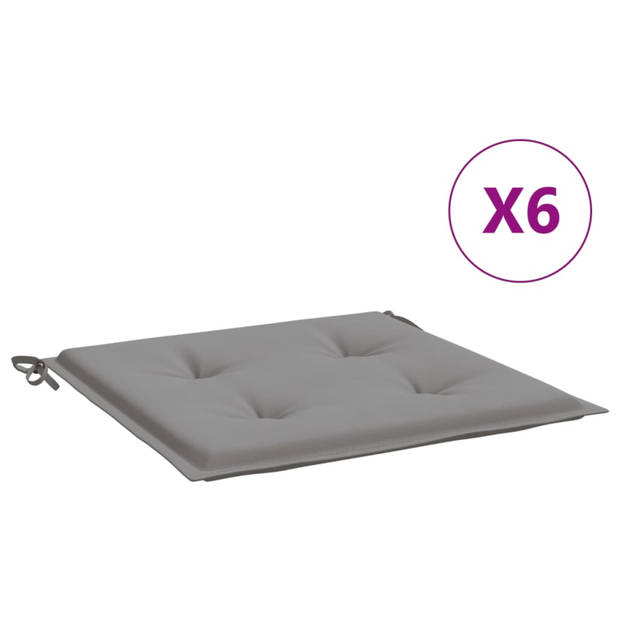 vidaXL Tuinstoelkussens 6 st 40x40x3 cm oxford stof grijs