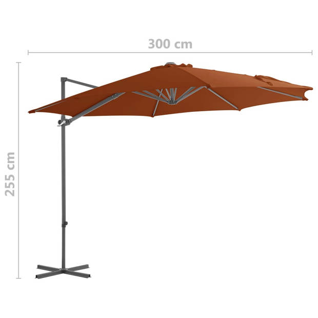 vidaXL Zweefparasol met stalen paal 300 cm terracottakleurig