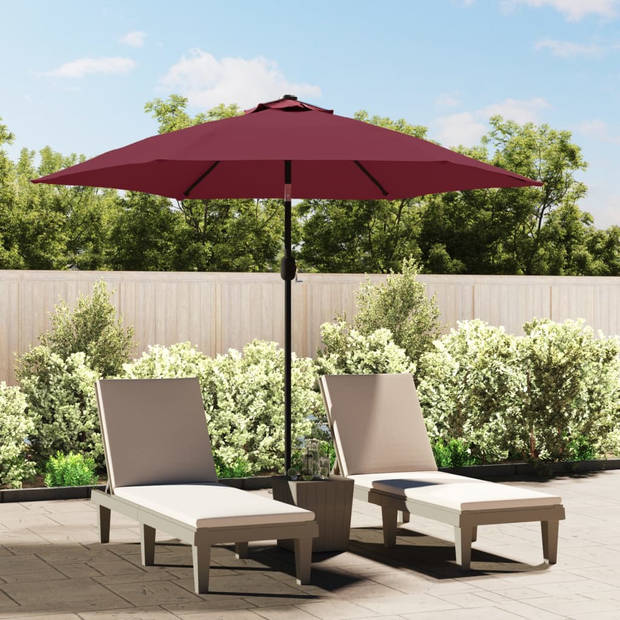 The Living Store Parasol LED 300x225 cm - Bordeauxrood - UV-beschermend - 18 LED-lampjes