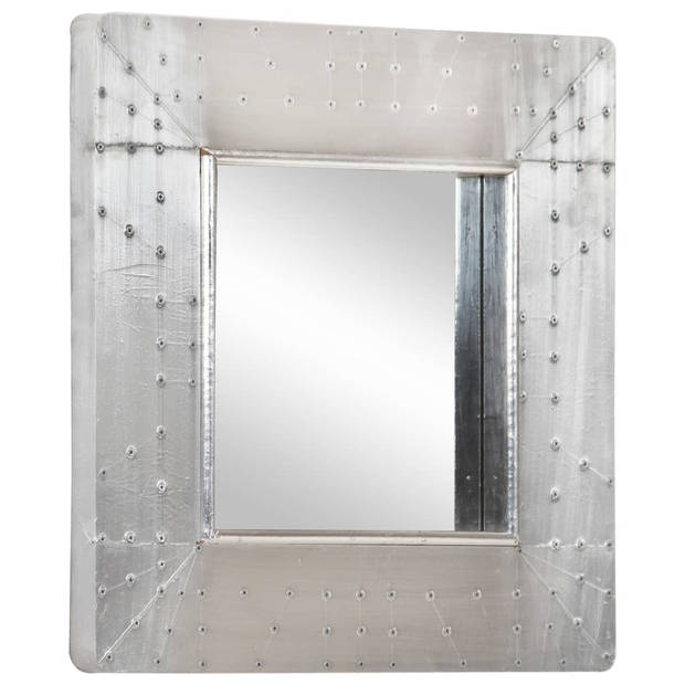 The Living Store luchtvaartspiegel - halspiegel metaal zilver - 50x50x4 cm