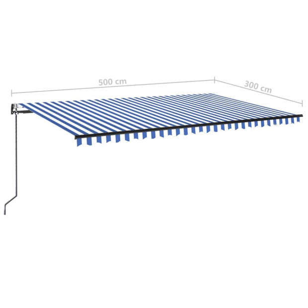 vidaXL Luifel automatisch met LED en windsensor 500x300 cm blauw wit