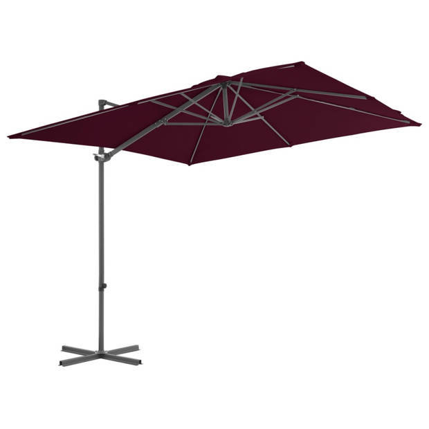 vidaXL Zweefparasol met stalen paal 250x250 cm bordeauxrood