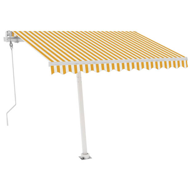 vidaXL Luifel automatisch met LED en windsensor 350x250 cm geel en wit