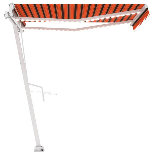 vidaXL Luifel automatisch met LED windsensor 350x250 cm oranje bruin