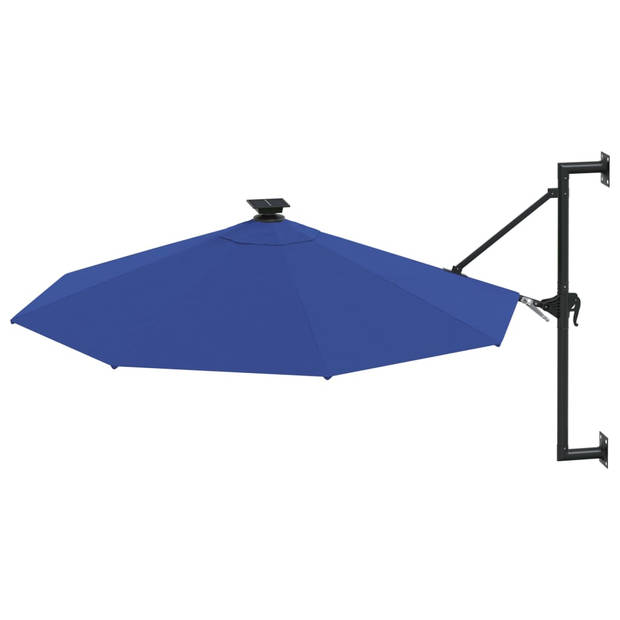 vidaXL Wandparasol met LED's 300 cm blauw