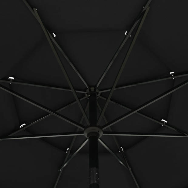 vidaXL Parasol 3-laags met aluminium paal 3,5 m zwart