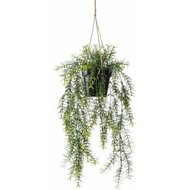 Emerald kunstplant/hangplant - 2x - Asparagus - groen - 50 cm lang - Kunstplanten