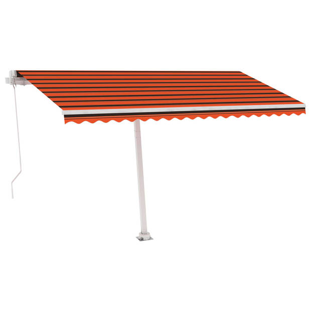 vidaXL Luifel handmatig uittrekbaar met LED 400x350 cm oranje en bruin