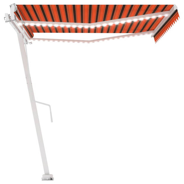 vidaXL Luifel automatisch met LED windsensor 450x300 cm oranje bruin