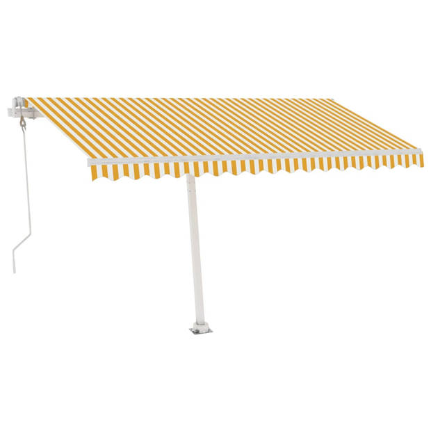 vidaXL Luifel automatisch met LED en windsensor 450x350 cm geel wit