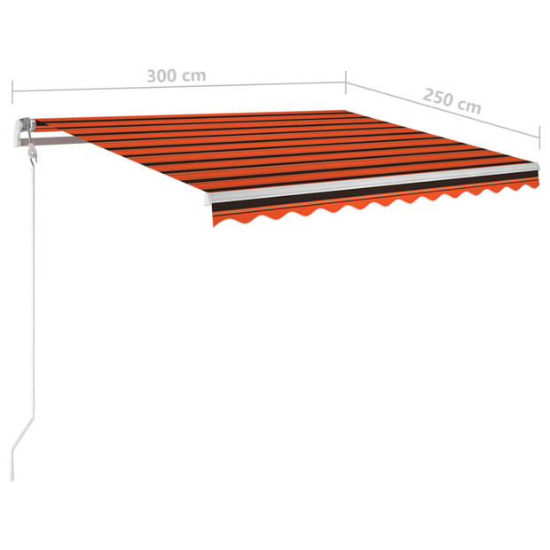 vidaXL Luifel handmatig uittrekbaar met palen 3x2,5 m oranje en bruin