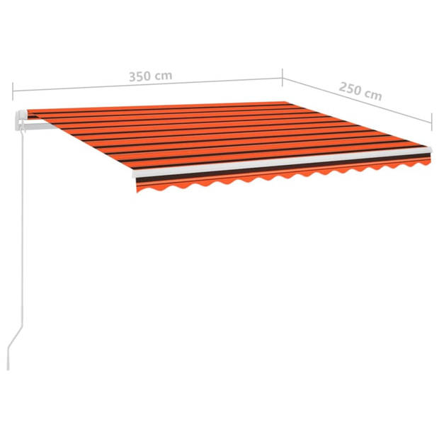 vidaXL Luifel automatisch met LED en windsensor 3,5x2,5 m oranje bruin