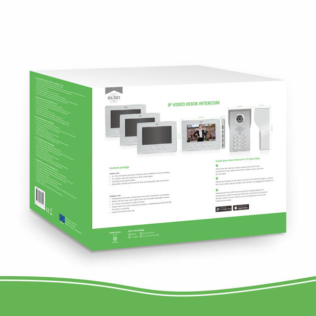 ELRO DV477IP4 Wifi IP Video Deur Intercom - met 4x 7 inch kleurenscherm - Bekijken en communiceren via App