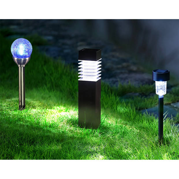 LED Priklamp met Zonne-energie - Aigi Molino - 0.08W - Helder/Koud Wit 6500K - Mat Zwart - Kunststof