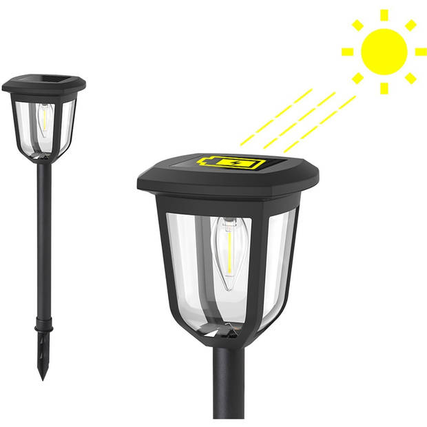 LED Priklamp met Zonne-energie - Aigi Relino - 0.4W - Warm Wit 3000K - Mat Zilver - Kunststof