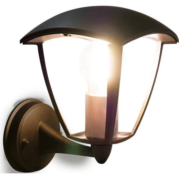 LED Tuinverlichting - Buitenlamp - Sanola Ponci - E27 Fitting - Spatwaterdicht IP44 - Mat Zwart - Aluminium