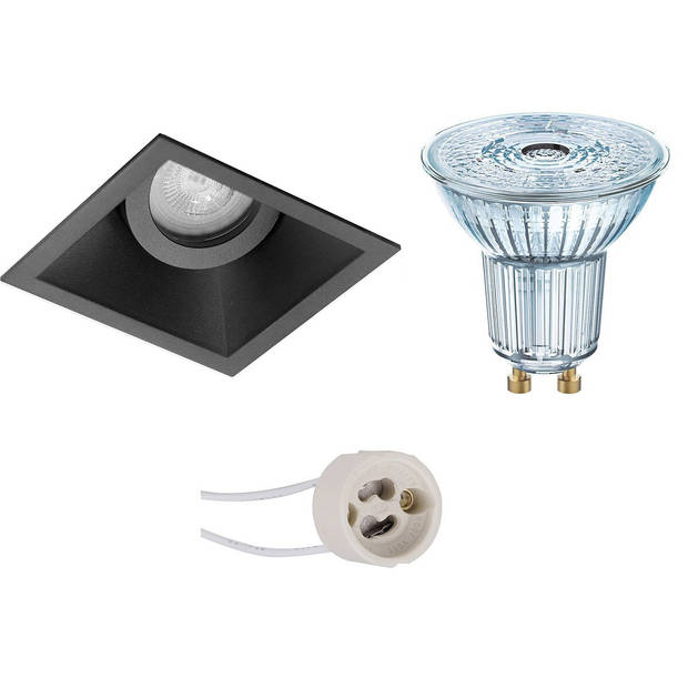 LED Spot Set - LEDVANCE Parathom PAR16 930 36D - Pragmi Zano Pro - GU10 Fitting - Dimbaar - Inbouw Vierkant - Mat Zwart