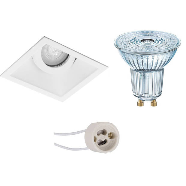 LED Spot Set - LEDVANCE Parathom PAR16 930 36D - Pragmi Zano Pro - GU10 Fitting - Dimbaar - Inbouw Vierkant - Mat Wit -