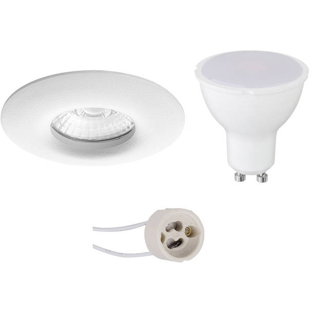 LED Spot Set - Aigi - Pragmi Luno Pro - Waterdicht IP65 - GU10 Fitting - Inbouw Rond - Mat Wit - 6W - Warm Wit 3000K -