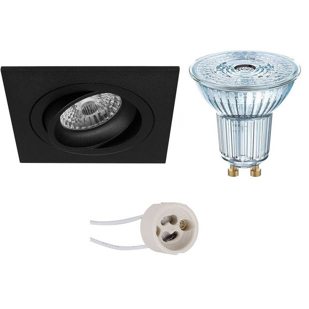 LED Spot Set - LEDVANCE Parathom PAR16 930 36D - Pragmi Borny Pro - GU10 Fitting - Dimbaar - Inbouw Vierkant - Mat Zwart