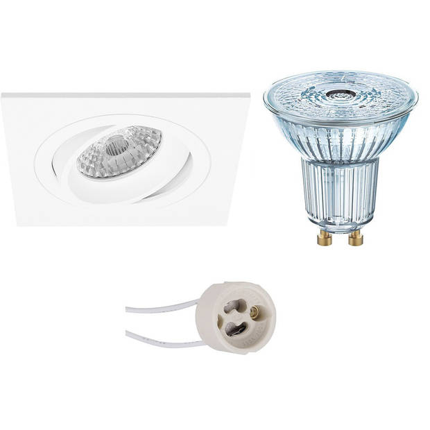 LED Spot Set - LEDVANCE Parathom PAR16 940 36D - Pragmi Borny Pro - GU10 Fitting - Dimbaar - Inbouw Vierkant - Mat Wit -