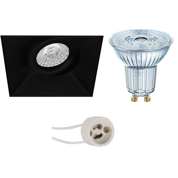 LED Spot Set - LEDVANCE Parathom PAR16 927 36D - Pragmi Nivas Pro - GU10 Fitting - Dimbaar - Inbouw Vierkant - Mat Zwart