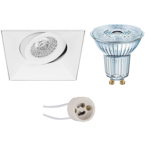 LED Spot Set - LEDVANCE Parathom PAR16 927 36D - Pragmi Nivas Pro - GU10 Fitting - Dimbaar - Inbouw Vierkant - Mat Wit -