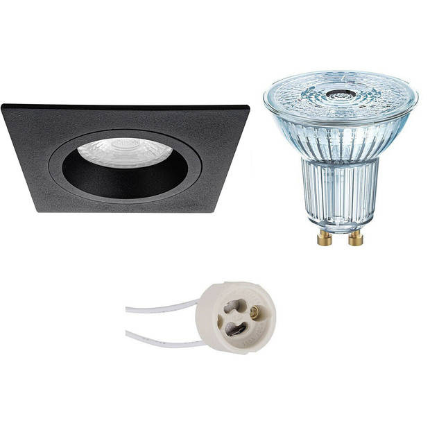 LED Spot Set - LEDVANCE Parathom PAR16 927 36D - Pragmi Rodos Pro - GU10 Fitting - Dimbaar - Inbouw Vierkant - Mat Zwart