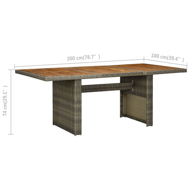 vidaXL Tuintafel poly rattan en massief acaciahout bruin