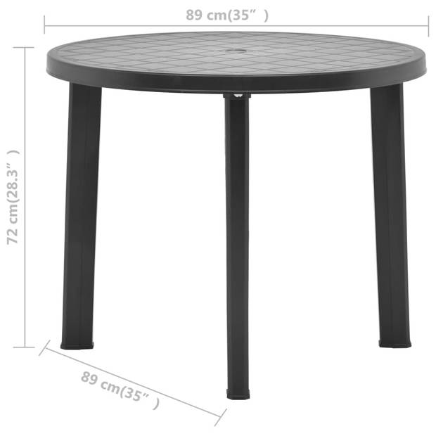 vidaXL Tuintafel 89 cm kunststof antraciet