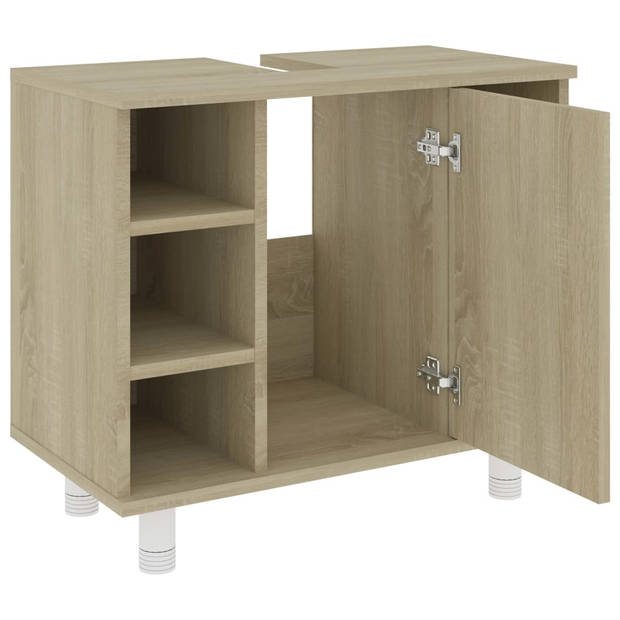 The Living Store Badkaast - Sonoma Eiken - 60 x 32 x 53.5 cm - 7 schappen - 1 deur